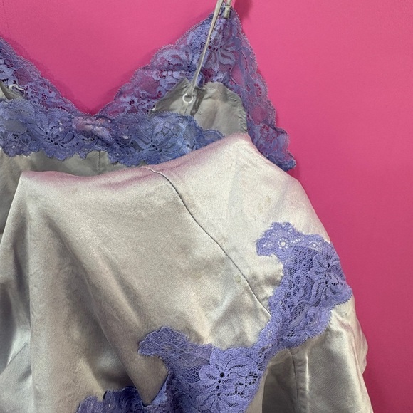 2002 Victoria's Secret Silk Pastel Purple Lace Vintage Midi Slip Dress - Picture 7 of 7